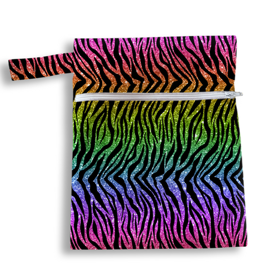 Bolsa zebra glitter 18 x 25 cms