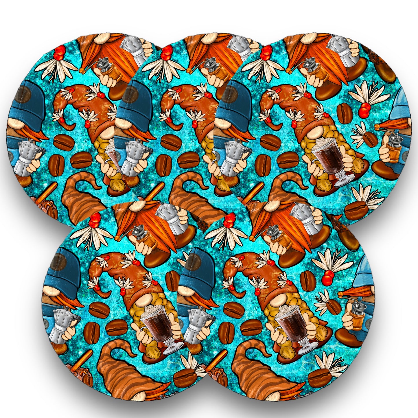 Desmaquillantes gnomos coffe pack 5 piezas 12 cms