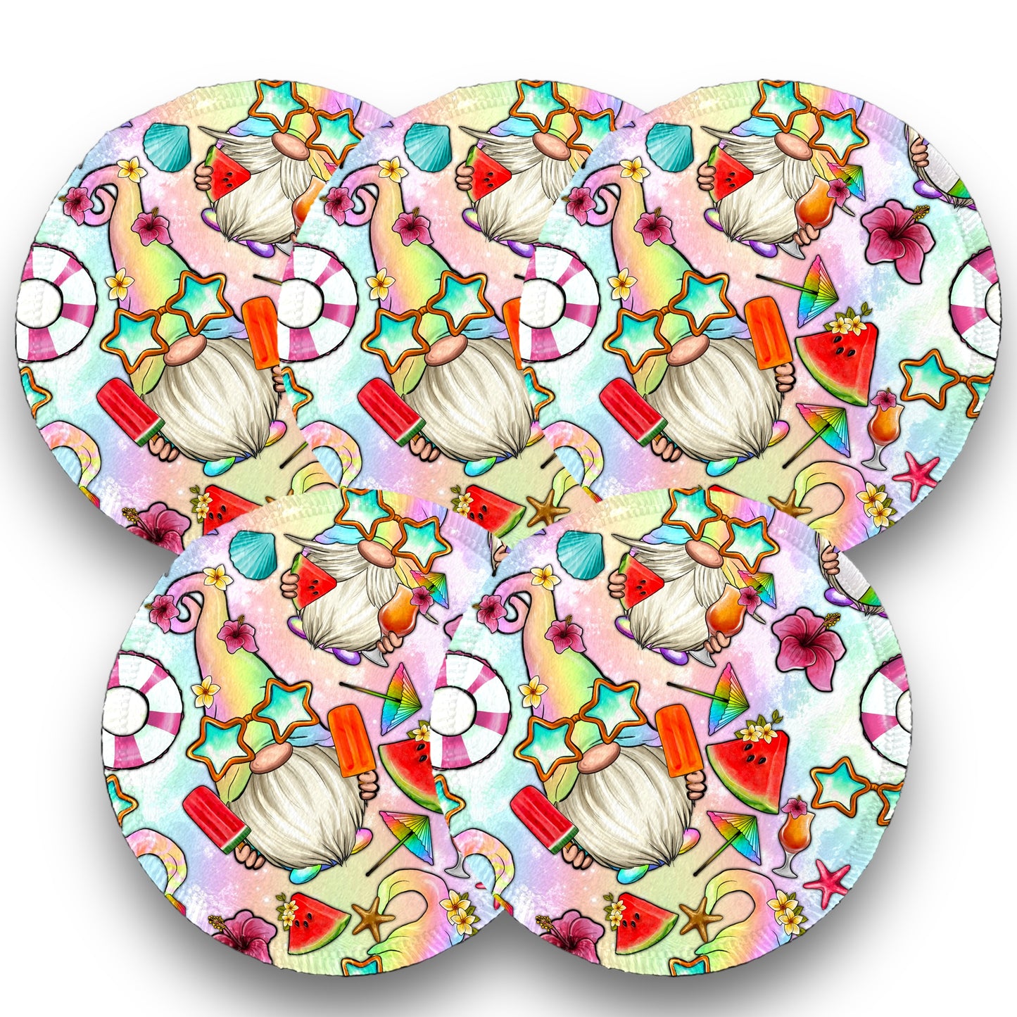 Desmaquillantes gnomos playa pack 5 piezas 12 cms