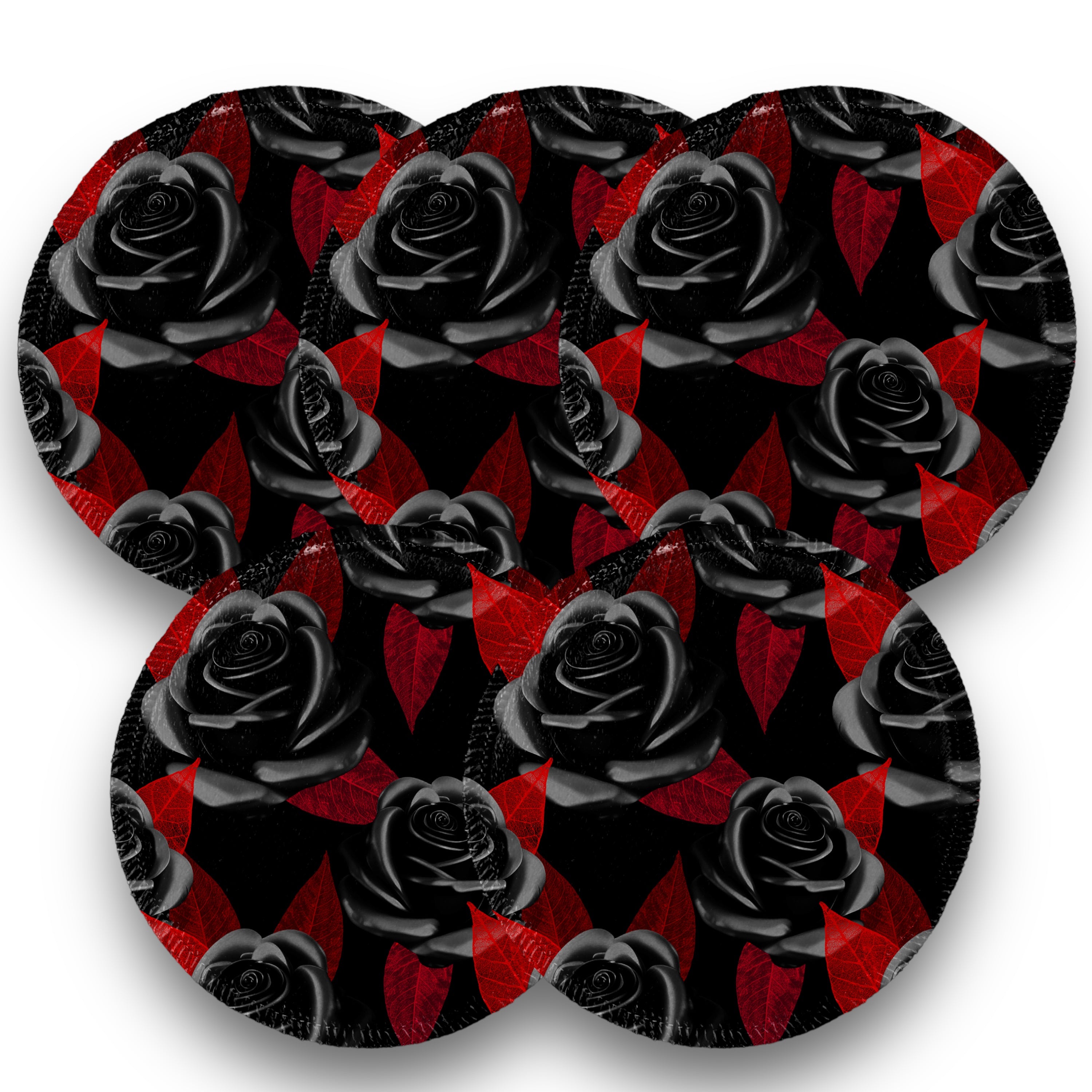 Desmaquillantes rosas negro fondo rojo pack 5 piezas 12 cms