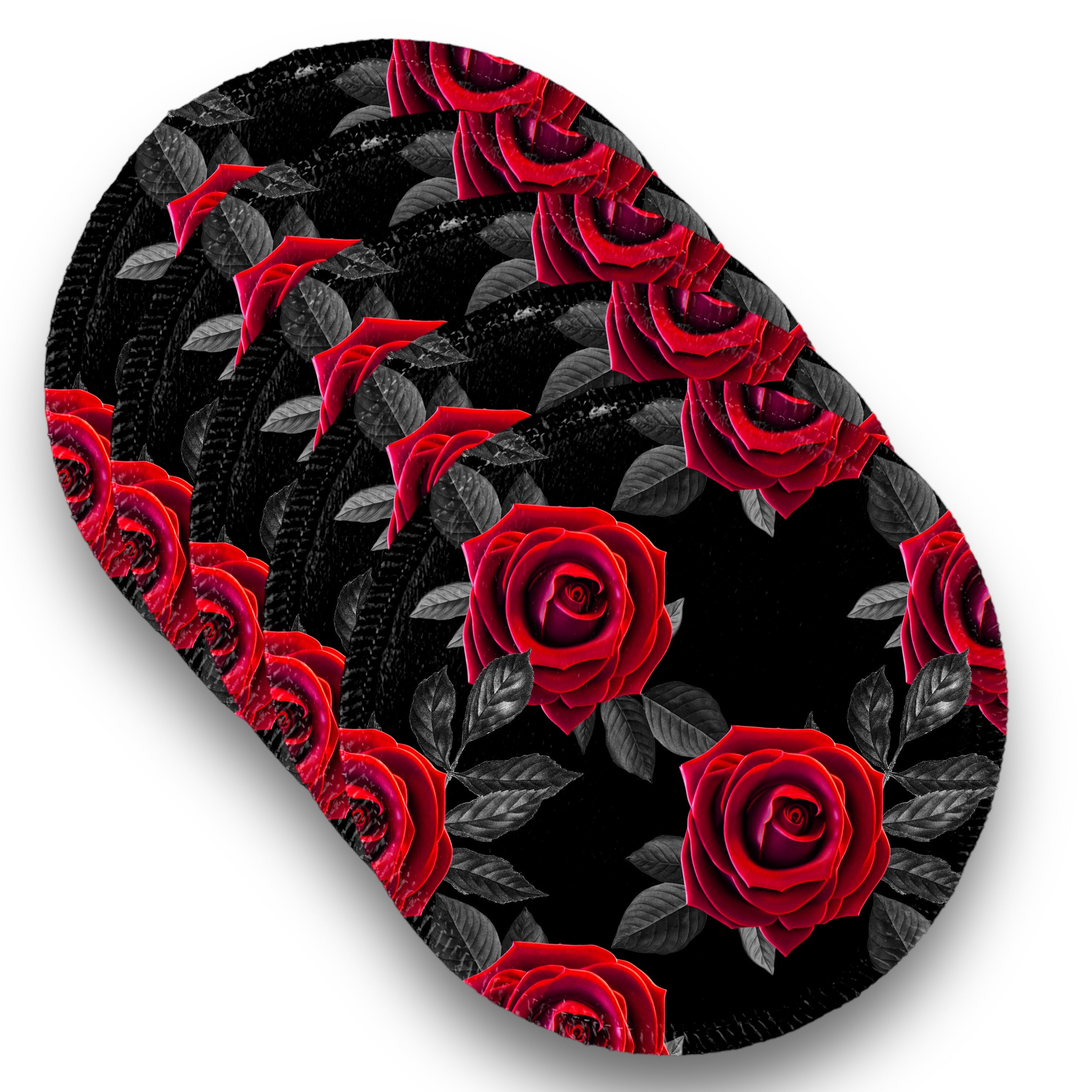 Desmaquillantes rosas rojas fondo negro pack 5 piezas 12 cms