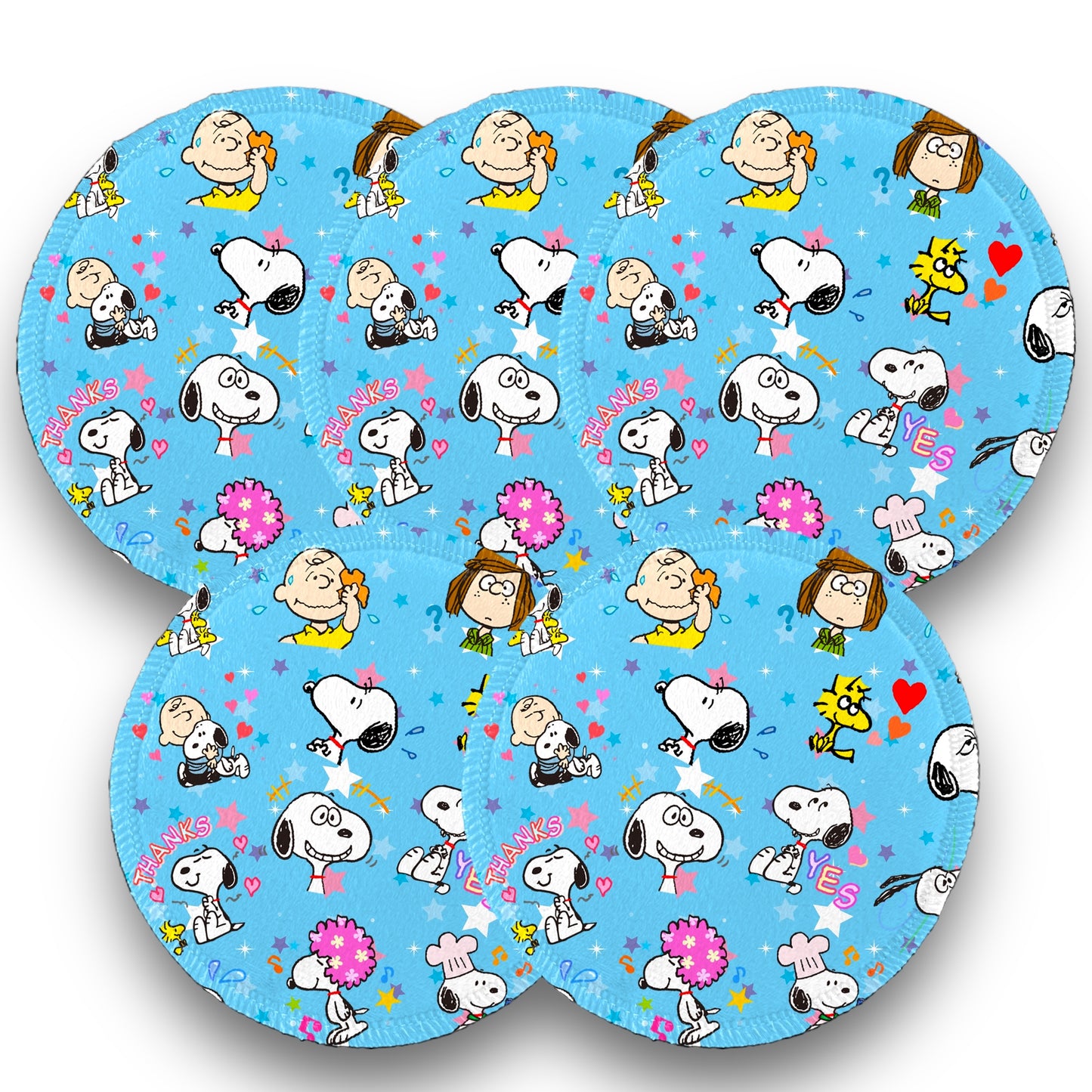 Desmaquillantes snoopy azul pack 5 piezas 12 cms